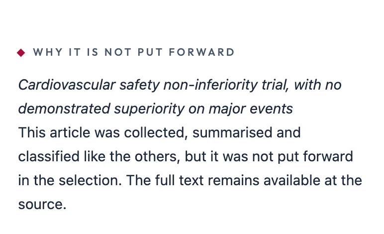 The « Why it is not put forward » block: the methodological reason shown under a corpus article