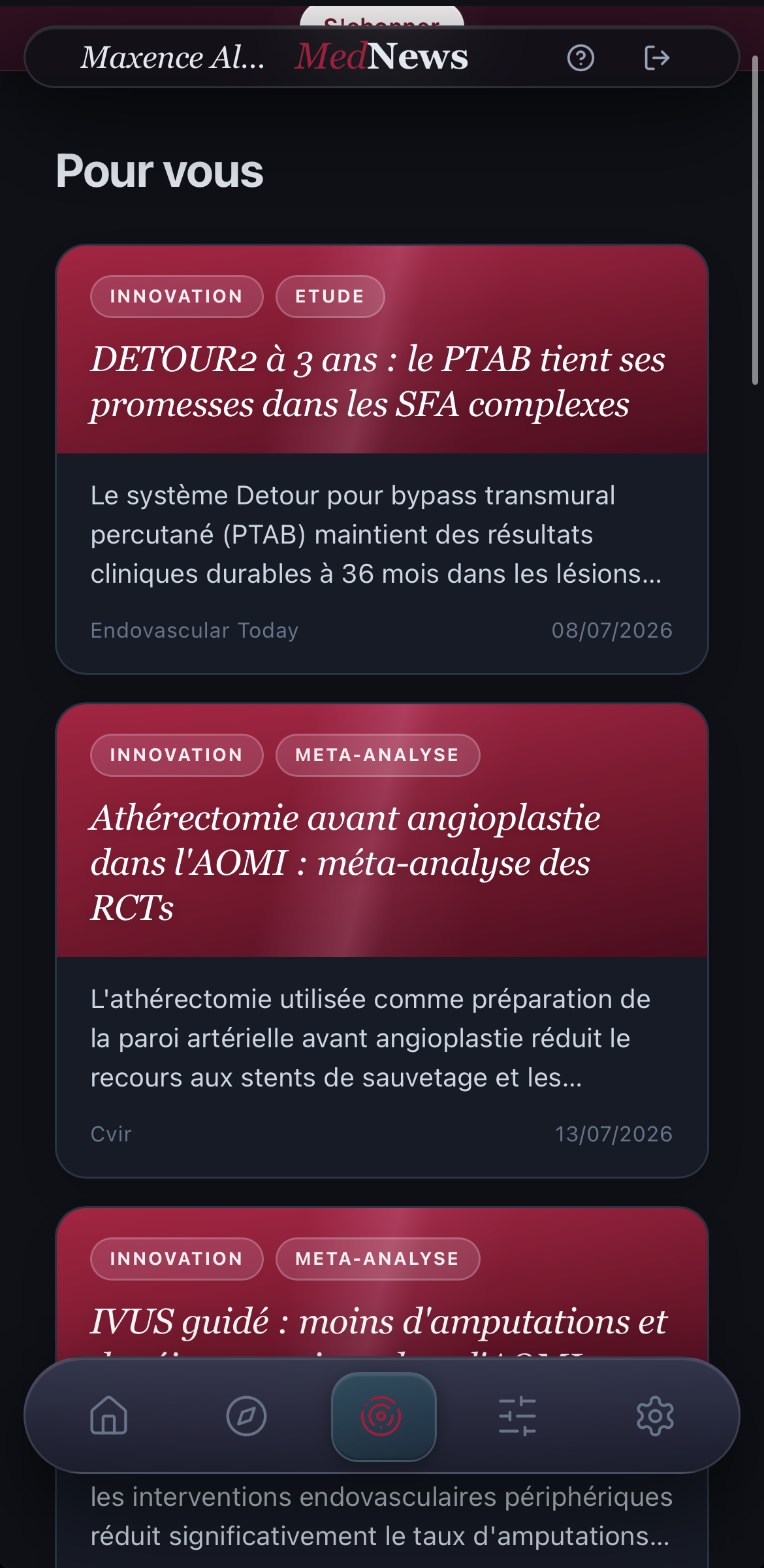 Pour vous : la sélection personnalisée, réglée sur les lectures et les favoris