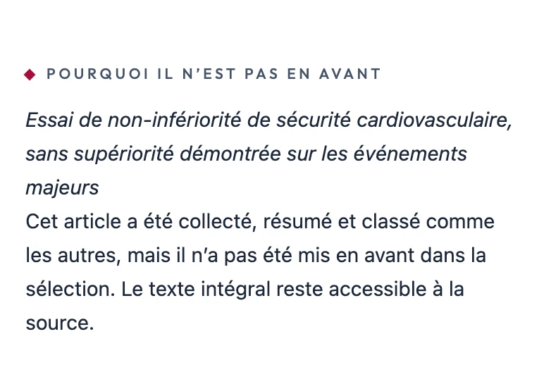 Bloc « Pourquoi il n’est pas en avant » : le motif méthodologique affiché sous un article du corpus